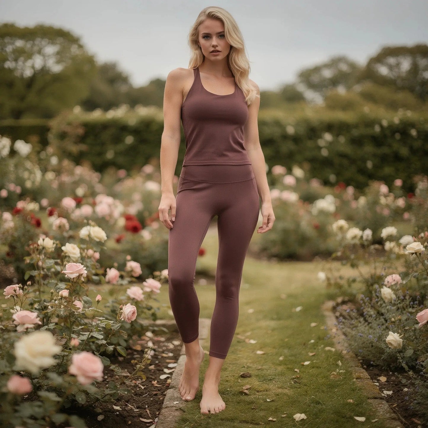 High waisted fitted 78 leggings in black, made from stretchy material, featuring pockets for convenience, view