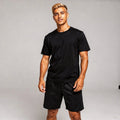 Light gray short sleeve casual t shirt and matching shorts set, relaxed fit, view, made