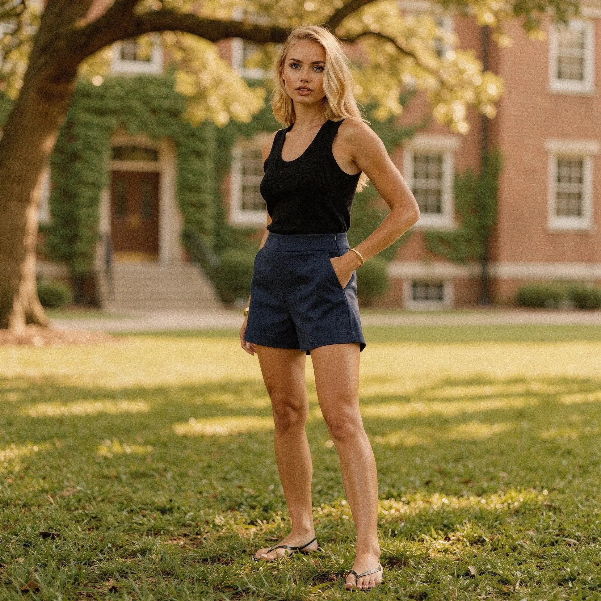 Light gray high waist mini length shorts made of soft cotton blend, featuring a relaxed fit and pockets, view