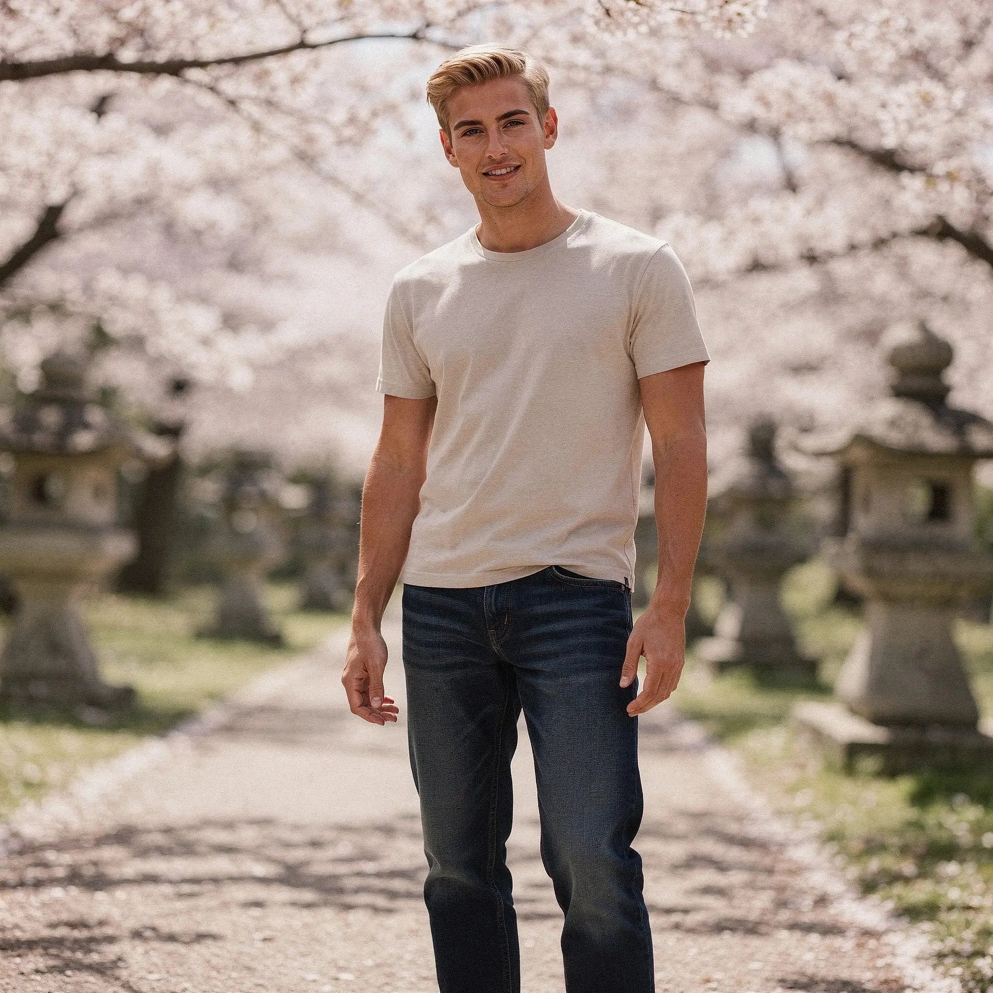 View of mid blue jeans featuring a stretch fabric, athletic fit, and subtle stitching for casual everyday wear