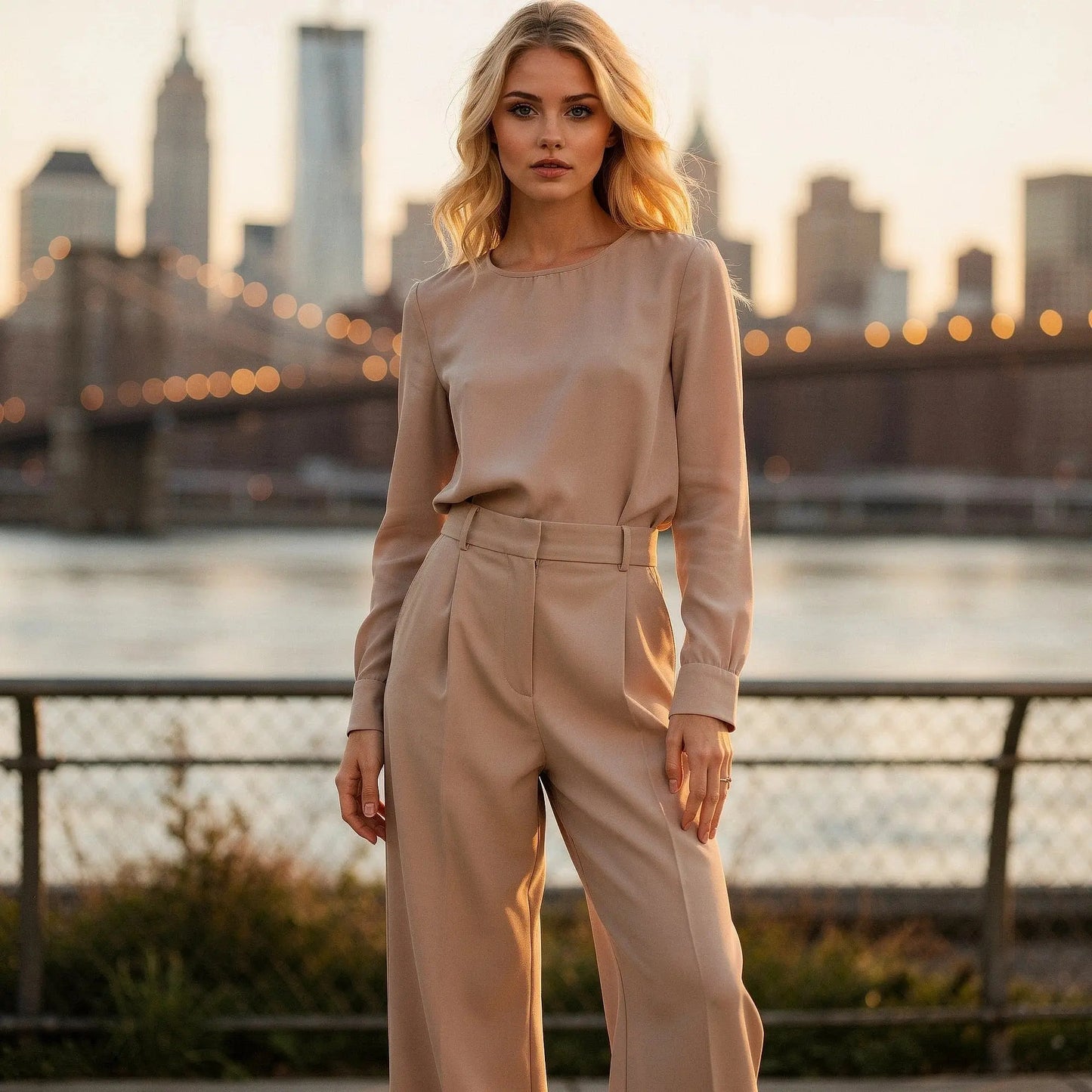Lightweight, relaxed fit, high waist, wide leg casual pants in soft fabric, shown in view, perfect for spring wear