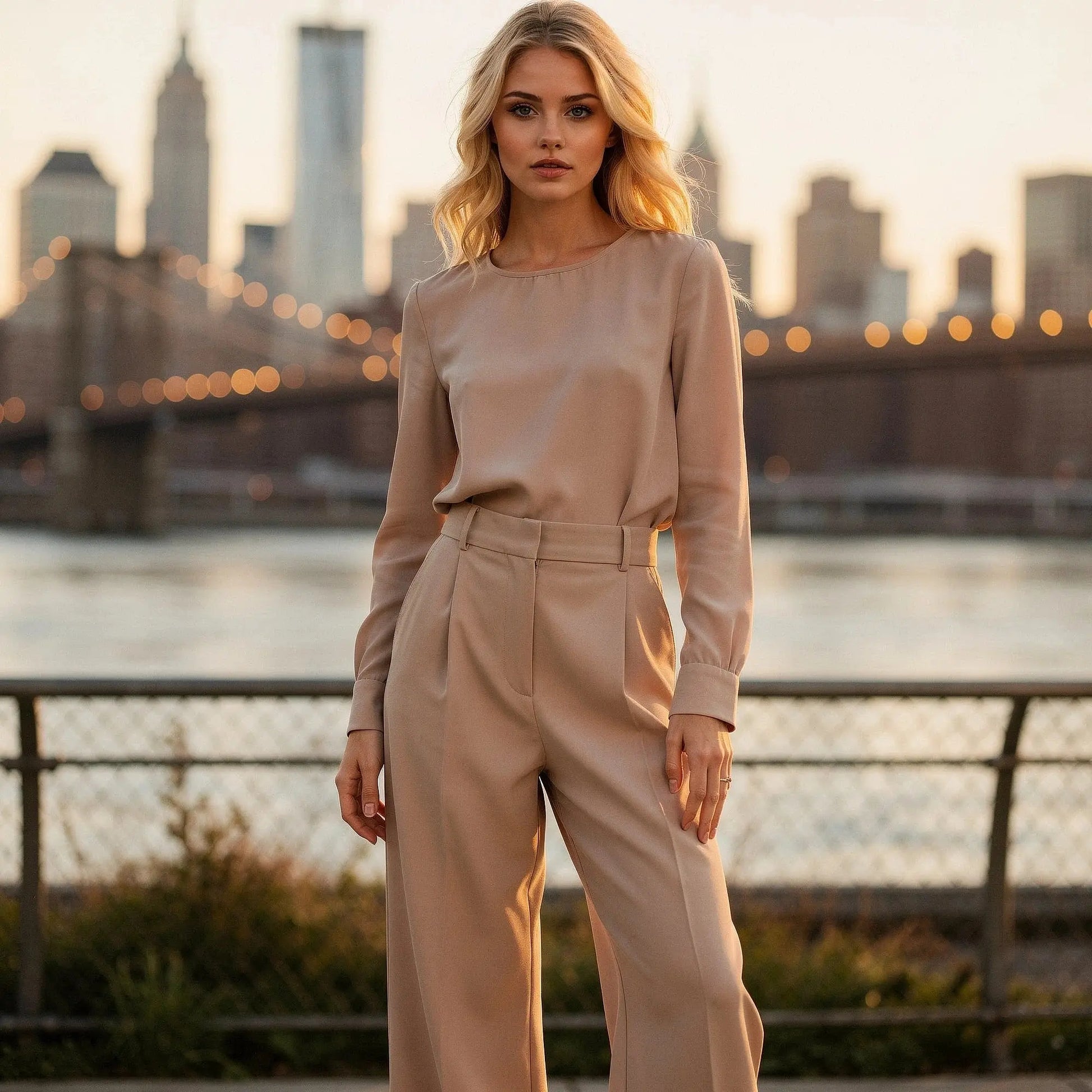 Lightweight, relaxed fit, high waist, wide leg casual pants in soft fabric, shown in view, perfect for spring wear