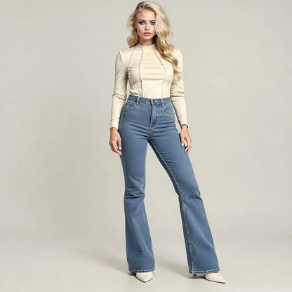 Light gray long sleeve casual top with a relaxed fit, featuring a round neckline and soft fabric, view