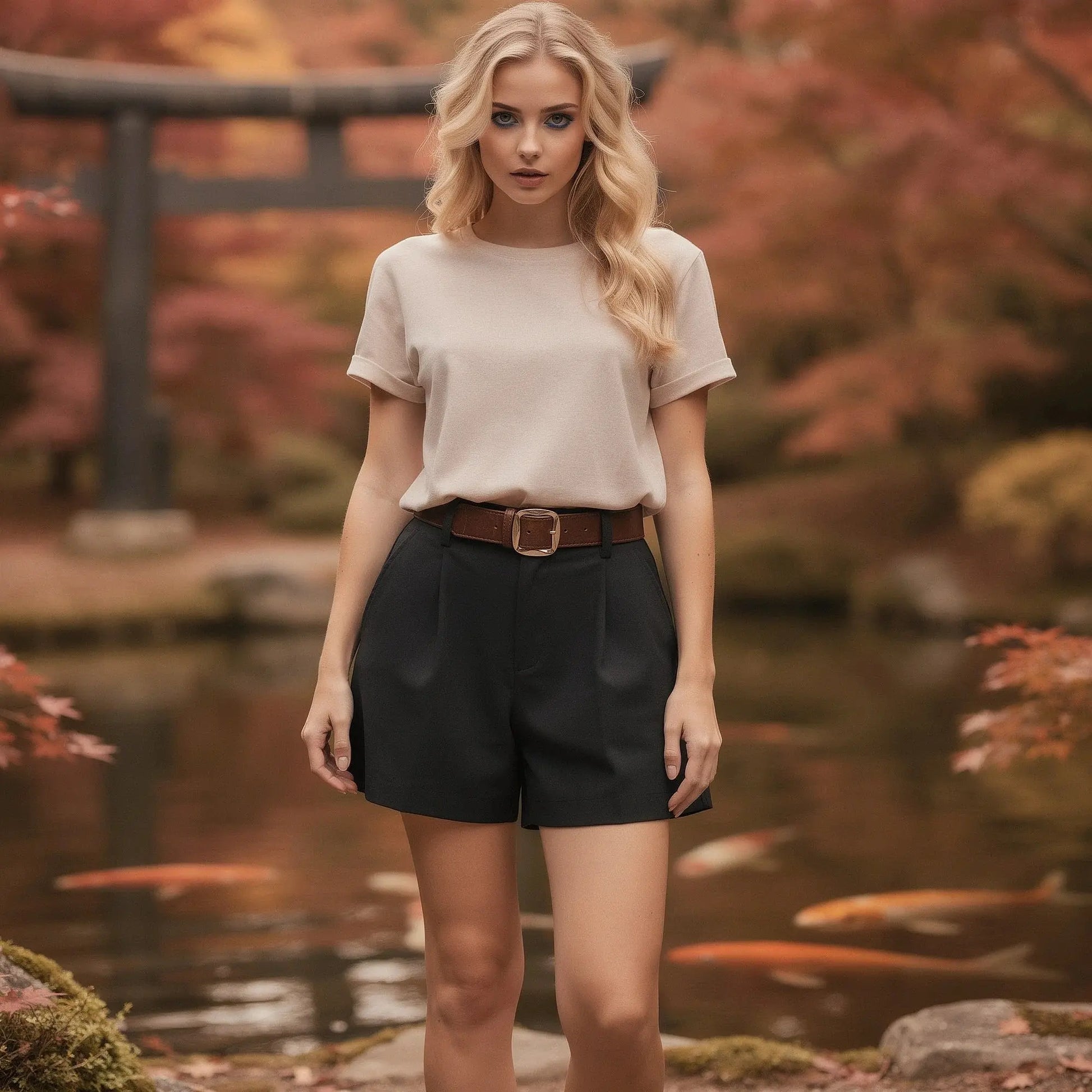 Light gray high waist cropped casual shorts made of soft fabric, featuring a relaxed fit and pockets, view