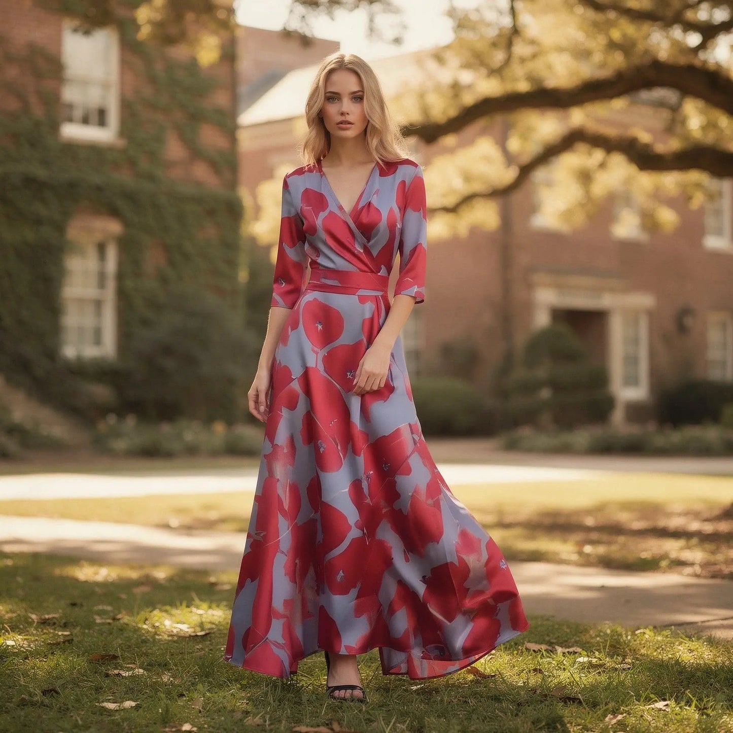 Lightweight, flowy maxi dress in soft pastel pink with a V neckline and adjustable spaghetti straps, view showcasing fabric texture