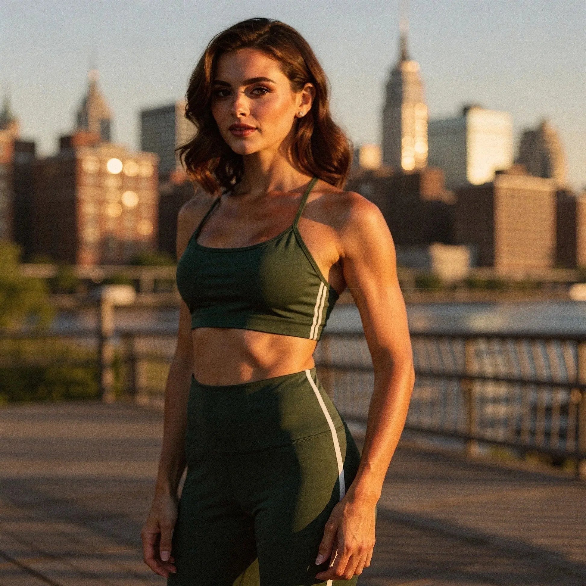Backless adjustable sports bra in black with stripes, featuring a relaxed fit and soft fabric, view