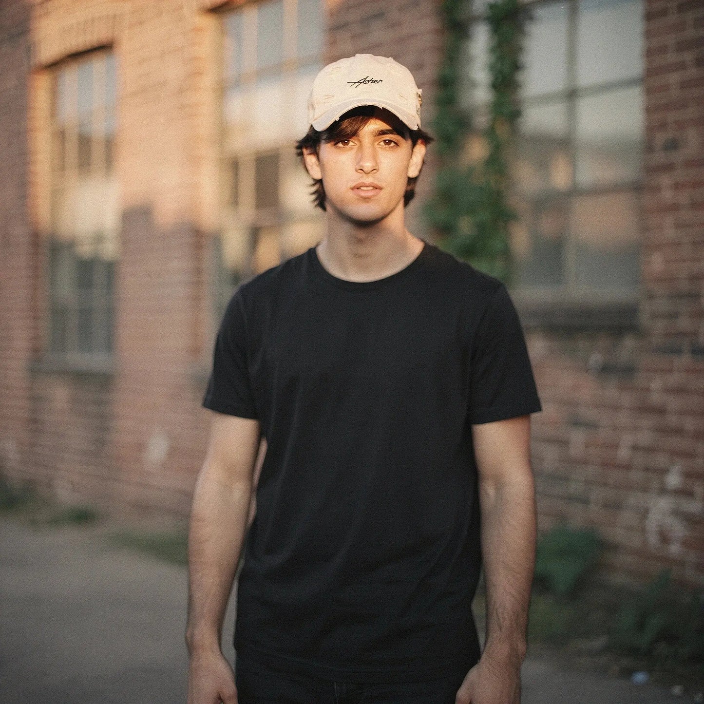 View of a relaxed fit crew neck long sleeve casual t shirt in soft cotton fabric, featuring a classic navy blue color