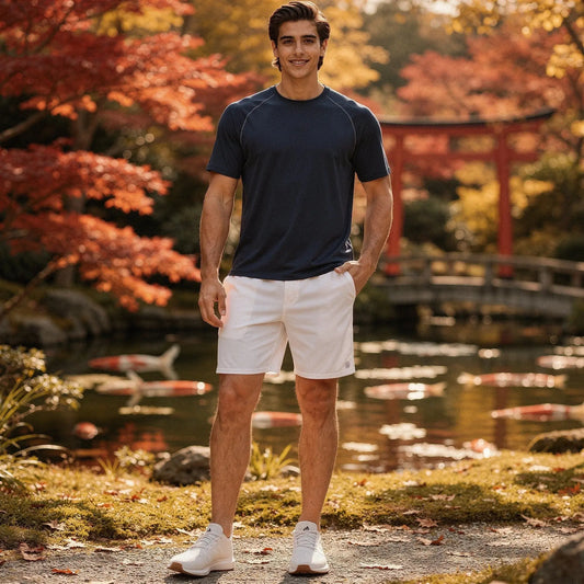 View of a slim fit crew neck short sleeve casual performance t shirt in dark gray, made