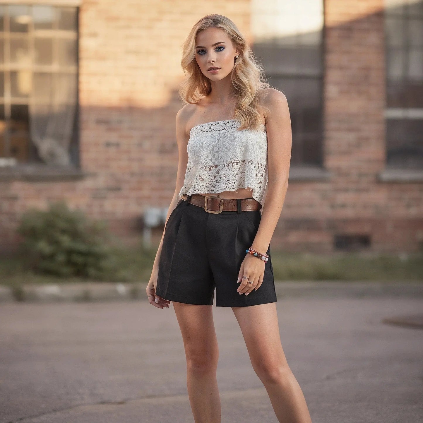 Light gray high waist cropped casual shorts made from soft cotton blend, featuring a relaxed fit and pockets, view