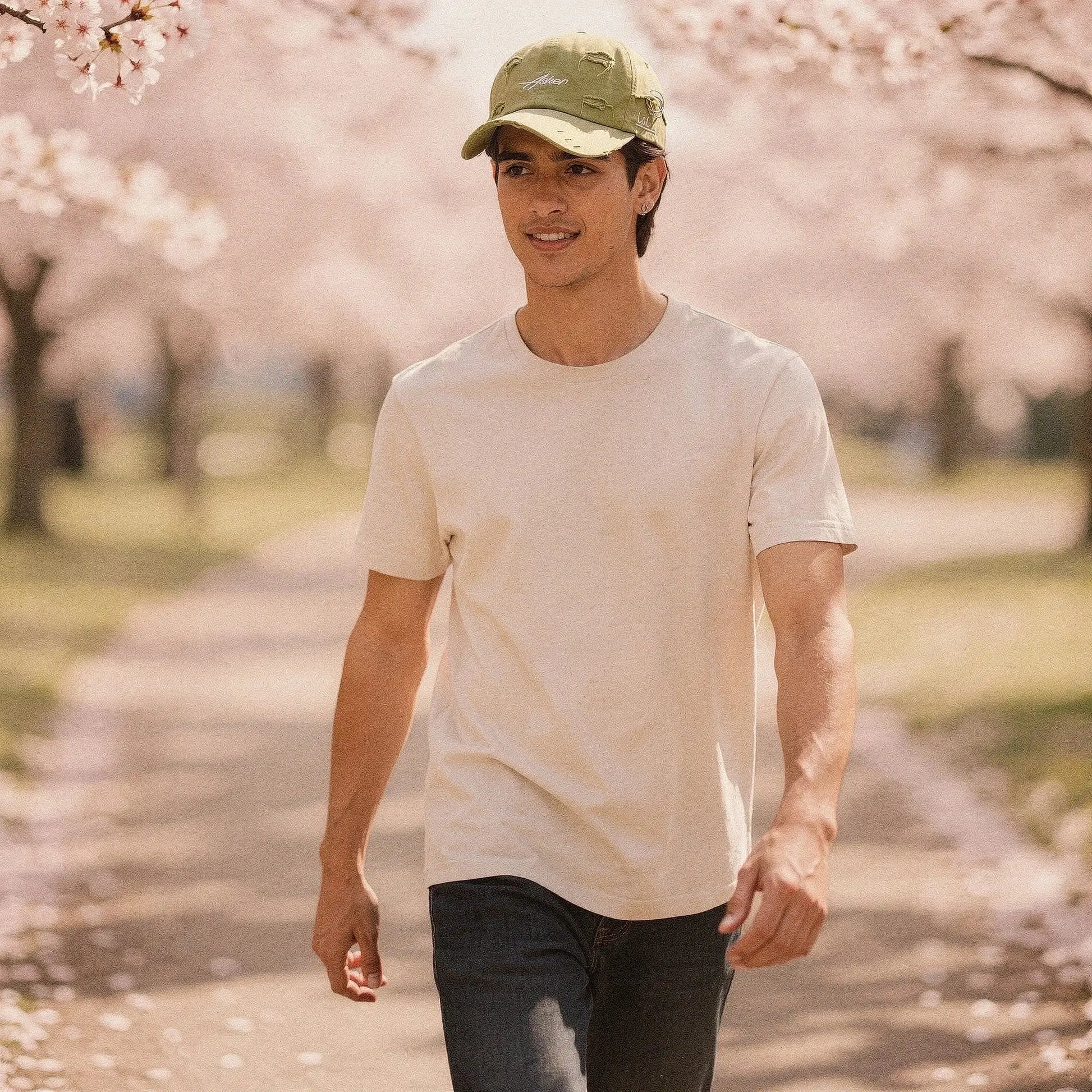 View of a relaxed fit crew neck long sleeve casual t shirt in soft cotton, featuring a deep navy blue color