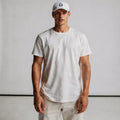 Relaxed fit long sleeve casual t shirt in soft cotton, featuring a crew neckline and view in light gray color