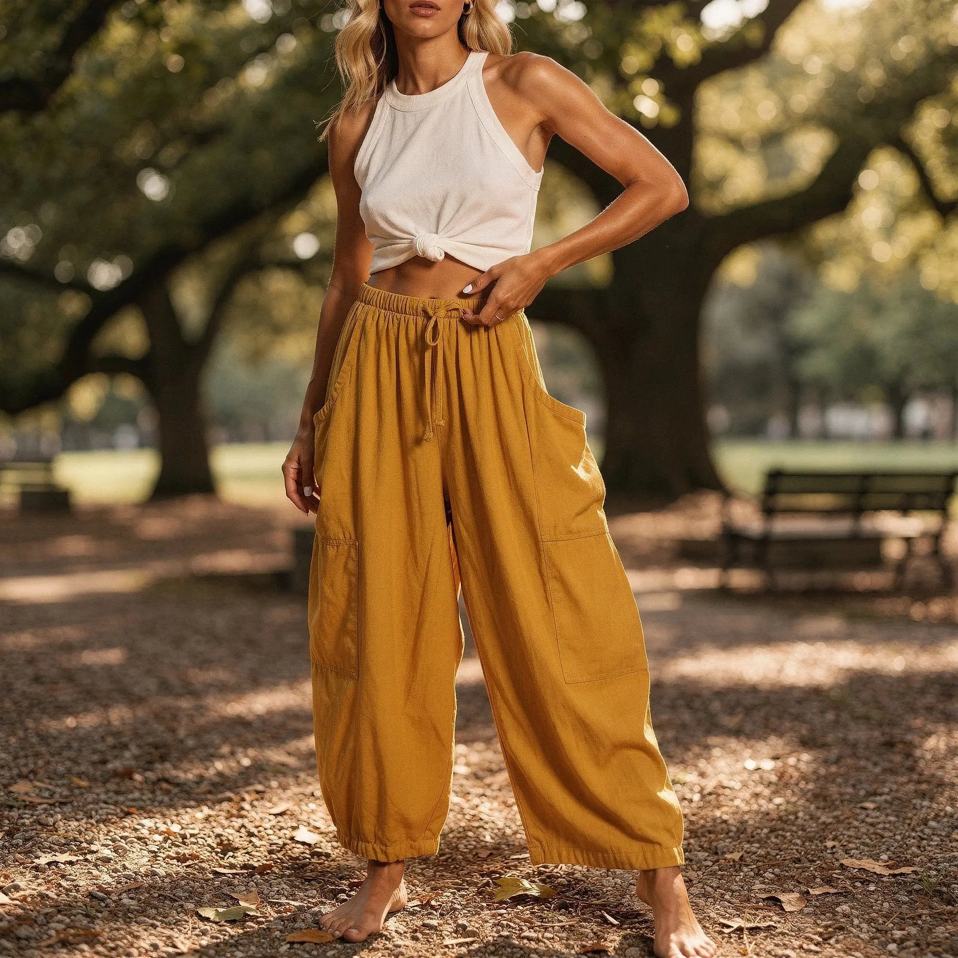 Light gray high rise wide leg comfort pants made from soft fabric, featuring a relaxed fit and pockets, view