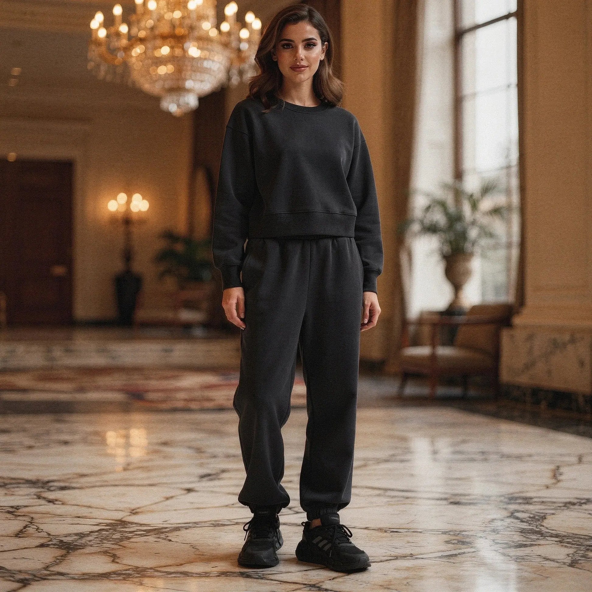 Light gray relaxed fit crew neck sweatshirt with long sleeves and soft fabric, view showcasing stitching and neckline