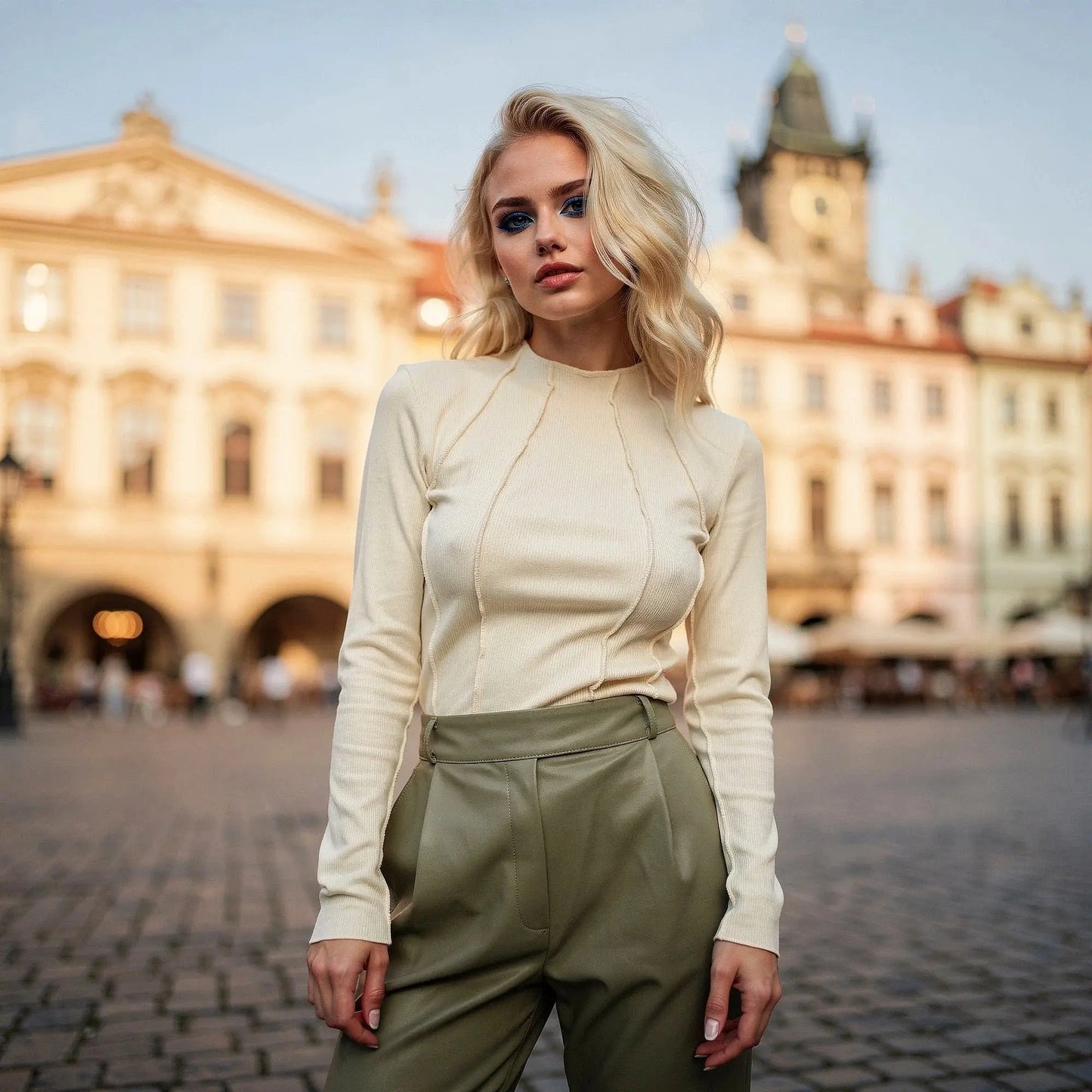 Light gray long sleeve casual top made of soft cotton blend, featuring a relaxed fit and round neckline, view
