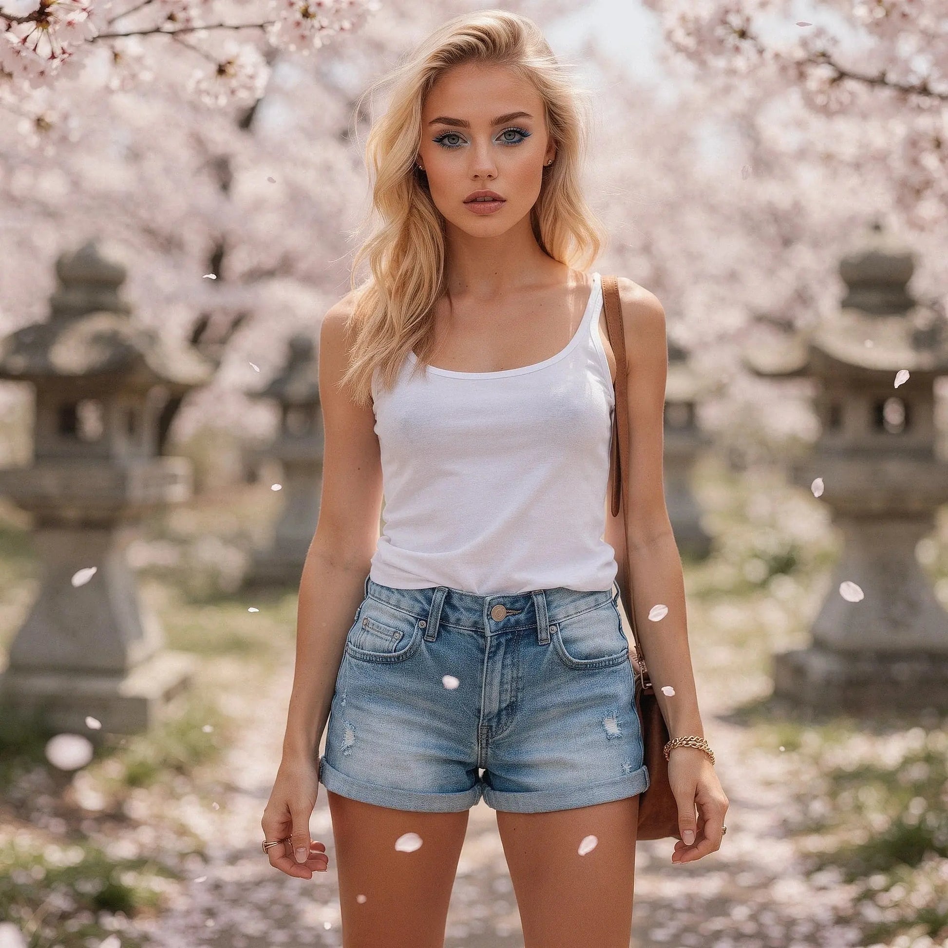 Light blue denim shorts with a relaxed fit, featuring button up closure and rolled cuffs, view showcasing fabric texture