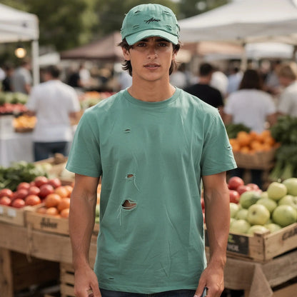 View of a relaxed fit crew neck long sleeve casual t shirt in soft cotton fabric, featuring a classic navy blue color