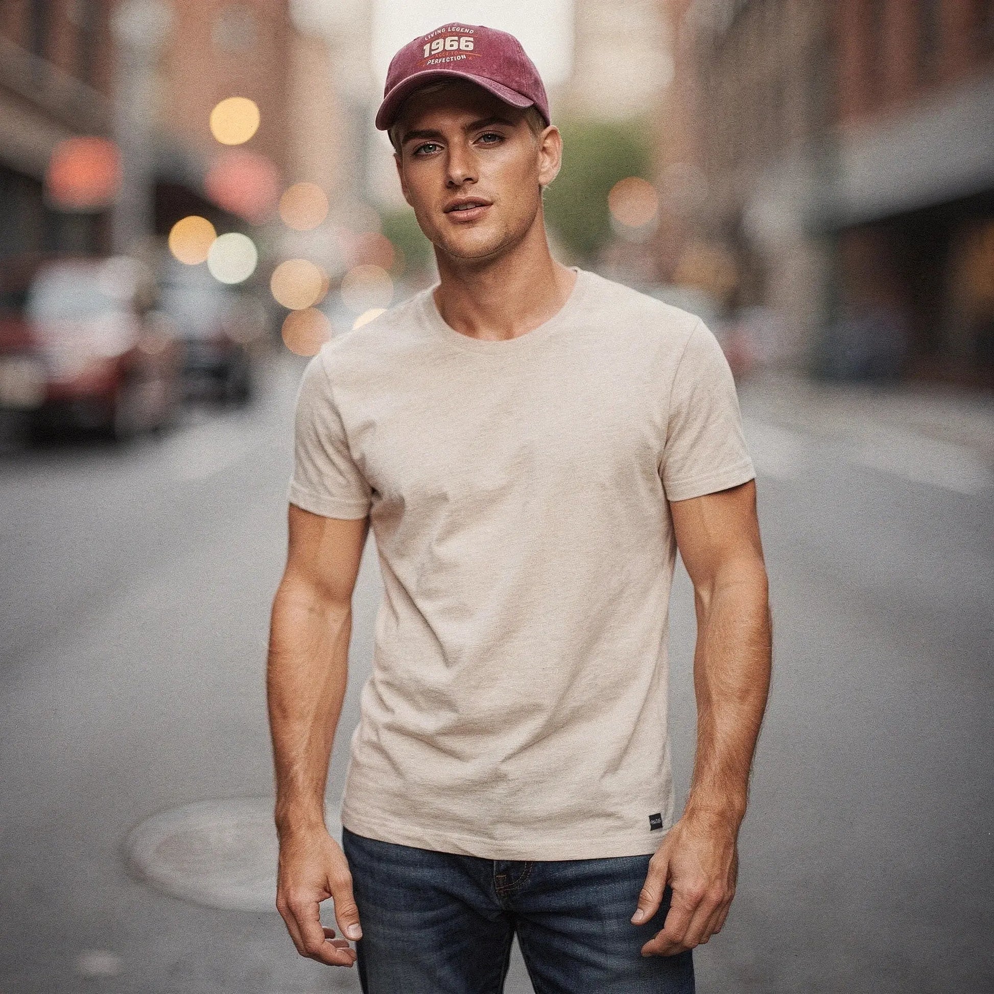 View of a relaxed fit crew neck short sleeve casual t shirt in soft cotton fabric, showcasing a light gray color